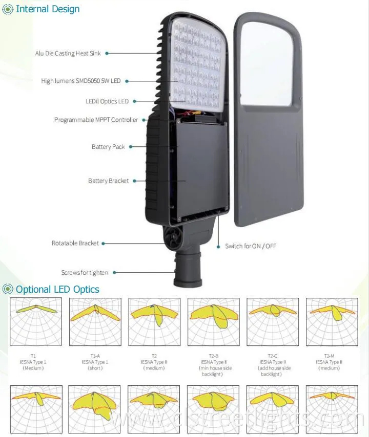 All in Two Design 100W. 120W Solar LED Street Lights (10~12M)